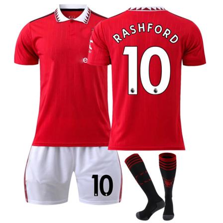 Manchester United tröja 22 23 fotbollströja set NO.10 Rashford 22(130-135cm)