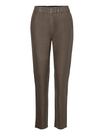 Mmzabel Long Leather Pant Trousers Leather Leggings/Bukser Brun MOS MOSH*Betinget Tilbud