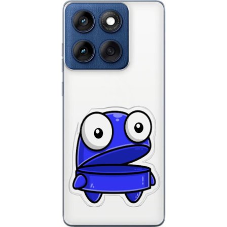 Kompatibel Mobilcover til Motorola Motorola Edge 60 Blå tegneseriefigur med åbent udtryk og store øjne i sjov illustration