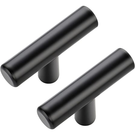 10 stk. møbelgreb sorte 50mm T-greb til køkken