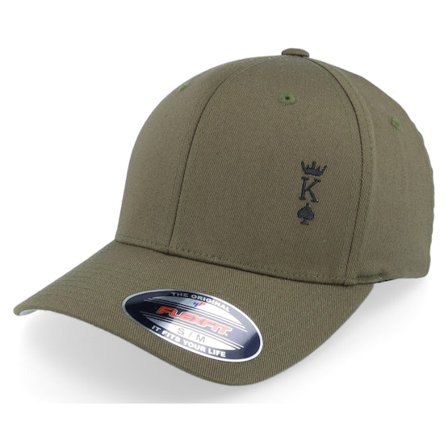 Iconic - Green flexfit Czapka Z Daszkiem - Poker King Crown Olive Flexfit Wooly Combed @ Hatstore