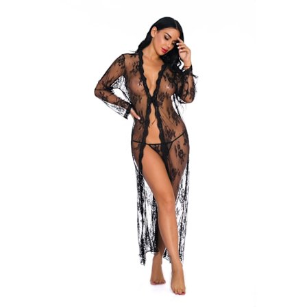 Satinbluser for kvinner Sexy Lang Blonder Kåpe Gjennomsiktig Kimono Kåpe