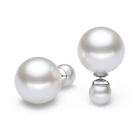 S925 Sterling Silver Dubbla Pärlörhängen Örhängen Snäckskalspärlor -925 Silver Smycken Zekai