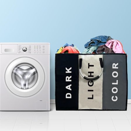 Vasketøjskurv med 3 rum – 240 liter