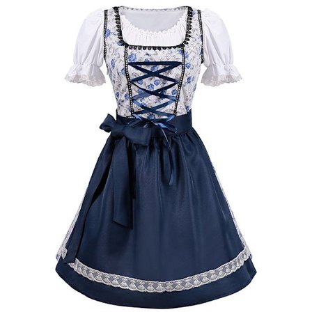 Oktoberfest Kostym Maskerad Kläder Cosplay Maid Kläder V-ringad Klänning Blå blue blue XXL,SD