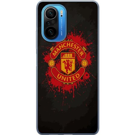 Kompatibelt Mobildeksel til Xiaomi Xiaomi Poco F3 Manchester United logo i rød og gul farge med røff sportslig bakgrunn