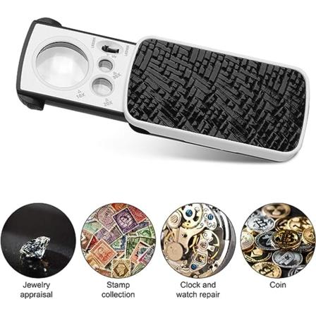 LED-udtrækkelig juvelerlupe, 30X 60X 90X belyst multi-power