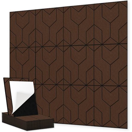 12-pakning Selvklebende Akustikkpaneler 30x30cm, Lydisolerende Veggpaneler for Studio & Kontor_TF_TF