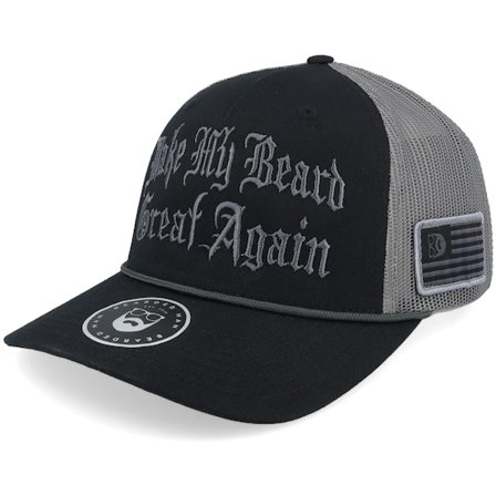 Bearded Man - Black trucker Czapka Z Daszkiem - Make My Beard Great Again Charcoal Rope Trucker @ Hatstore