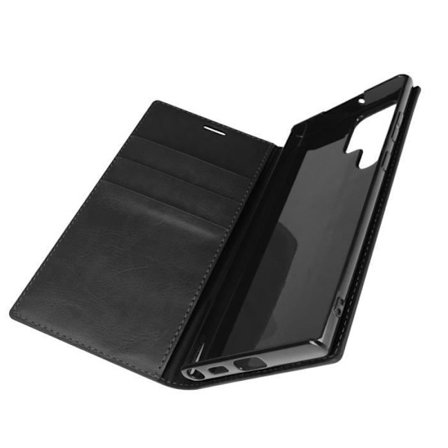 Galaxy S22 Ultra Folio Case Ægte læder kortholder Video Support - Sort