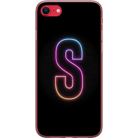 Yhteensopiva Puhelinkuori Apple Apple iPhone 7 Neonkirjain S kirkkaissa pinkissä ja sinisissä sävyissä tummaa taustaa vasten, siisti kirjaintaide