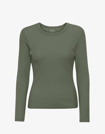 Women Organic Rib LS T-Shirt - Dusty Olive - M