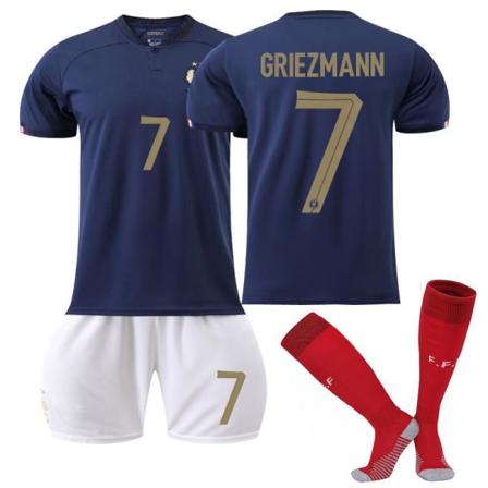 Ranskan vuoden 2022 MM-kisat nro 10 Mbappe 19 Benzema 11 Dembele 9 Giroud -paita lasten jalkapalloasu