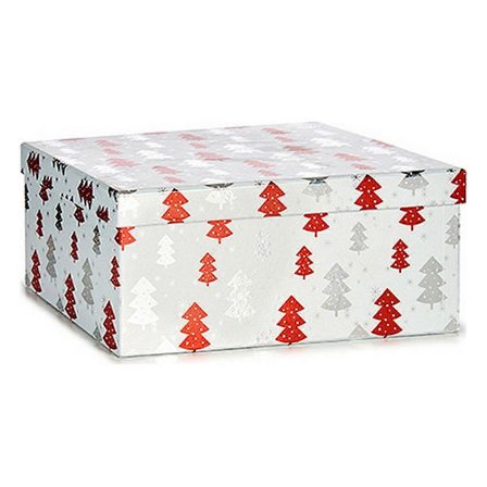 Set med dekorativa lådor Julgran Jul Röd Silver Vit Kartong