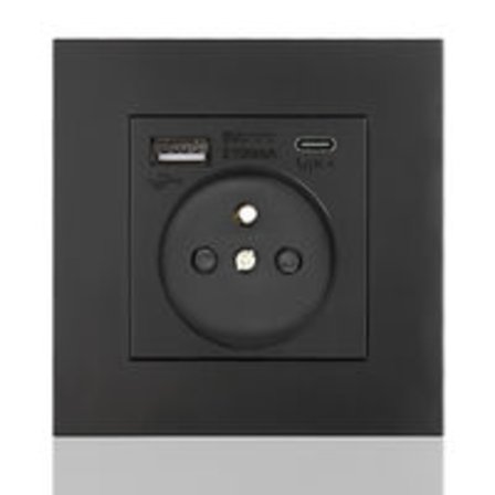 Fransk stikkontaktpanel Type-c+USB16A Type 86, antal stikkontakter: 2 h