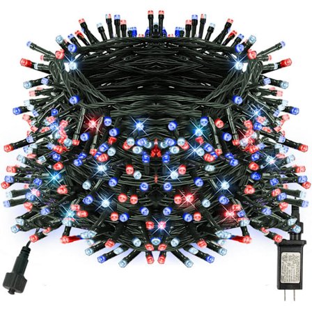 Starka 20 meter 200 LED Julebelysning, Juletrebelysning Koble sammen Rød Hvit og Blå Red White and Blue 200 LEDs