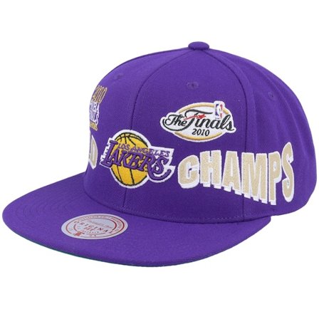 Mitchell & Ness - NBA Violet snapback Casquette - Los Angeles Lakers World Champs Purple Snapback @ Hatstore