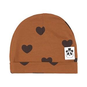 Mini Rodini Basic Hearts Beanie Tencel Brown 44/46 cm - Headwear - 44/46 cm - Brown - Junge