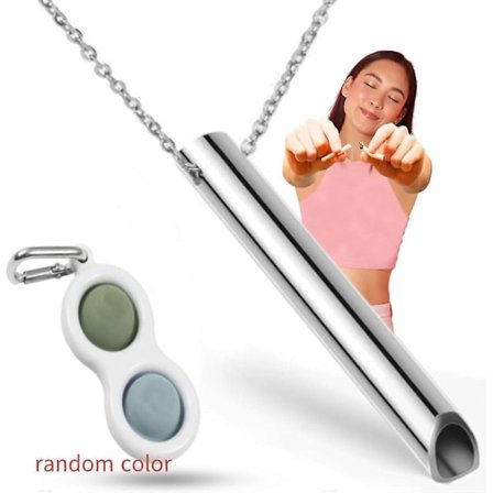 Halskjede med røykeslutt-fløyte, hjelpehalskjede for røykeslutt, røykfri kjede, røykløs med kjede - Stresslindring etter røykeslutt - Menn An