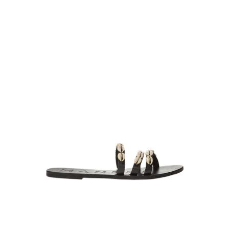 Manebí Slides with shell applique , Zwart , Dames , Maat: 38 EU Slippers