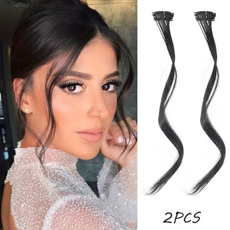 2kpl synteettinen otsatukka Peruukki Hiustenpidennykset Kiharat Clip-on Hiukset Etupuoli Pitkät aaltoilevat vaaleat otsatukka klipsillä Näkymätön haps