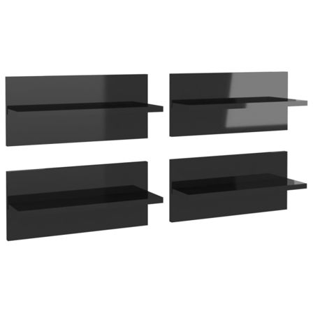 Vidaxl Vägghyllor 4 St Svart Högglans 40x11,5x18 Cm Svart