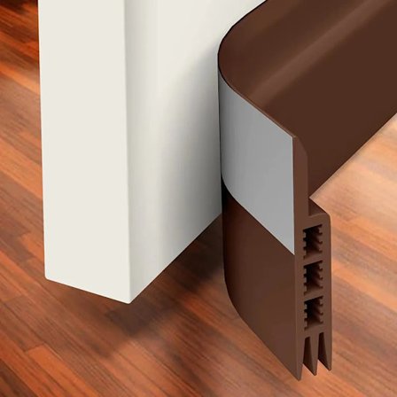 Dørstopper for dører, 100cm x 5cm dørtetning, selvklebende, kan kuttes til størrelse, bunndørtetning, vindstopper, dør-isolasjon (brun)