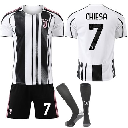 Gos- 25-26 Juventus hjemme svart og hvit fotballdrakt sett