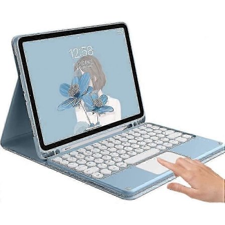 Tangentbordsskal för Ipad 10:e generationen 2022 med pekplatta, sött runt tangentbord med färgade tangenter, Ipad 10 10,9 tum, avtagbart tangentbord 