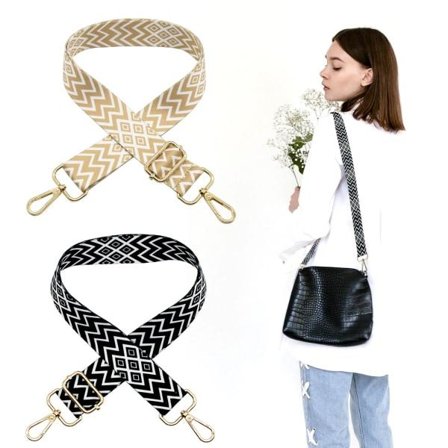 2 kpl Käsilaukun hihnoja, Vaihtohihnat käsilaukkuun, Olkalaukku, Musta raidallinen olkahihna miehille ja naisille - Säädettävä pituus 75-145cm