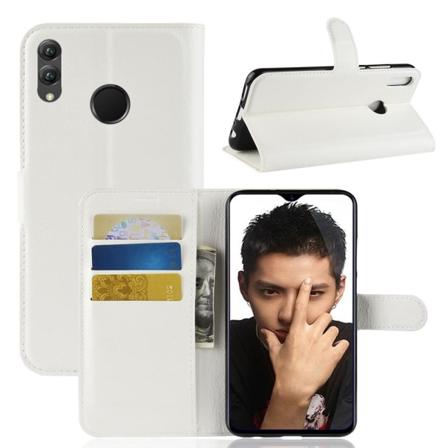 Huawei Honor 8x - Litchi Plånboksfodral - Vit White Vit