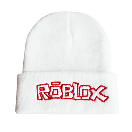 Roblox Unisex lue med brodert bokstav - Vintervarm strikkelue (hvit)