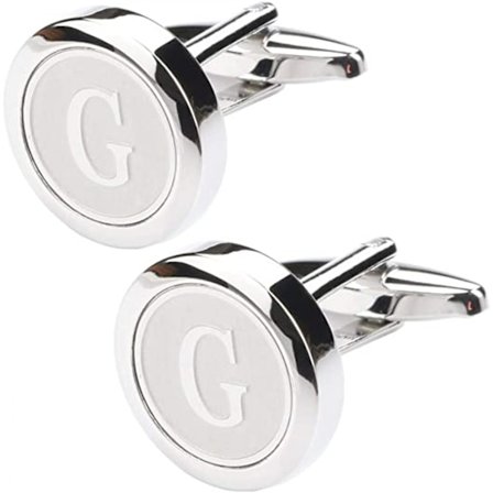 Herre Klassiske Manchetter i Rustfrit Stål med Initialer 26 Bogstaver Initial Manchetter Business Bryllupsskjorter -------G