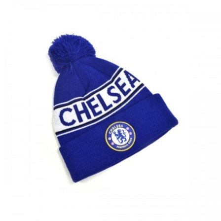 Chelsea FC Unisex Strikket Bobble Hat til Voksne One Size Blå/Hvid