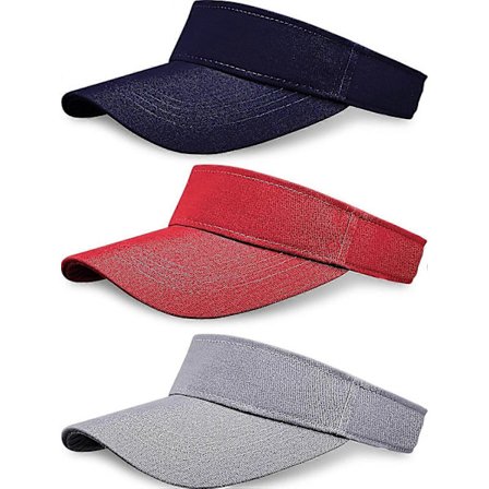 3-pack Sol Sport Visir Hattar One Size Justerbar Keps för Kvinnor och Män (Marinblå, Röd, Grå)