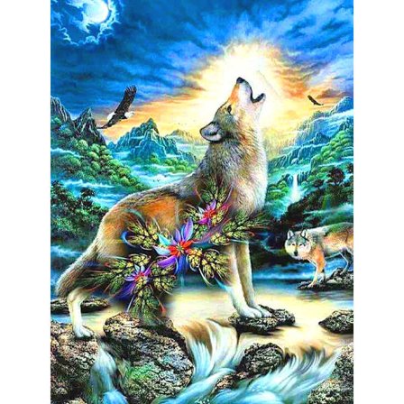 #Vrålande varg (30 * 40 1 st) Broderi Diamantmålning#