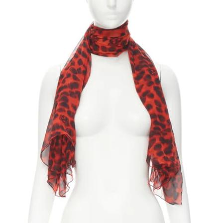 Alexander McQueen Pre-owned, Pre-owned Silk scarves Rood, Dames, Maat:ONE Size,leopard