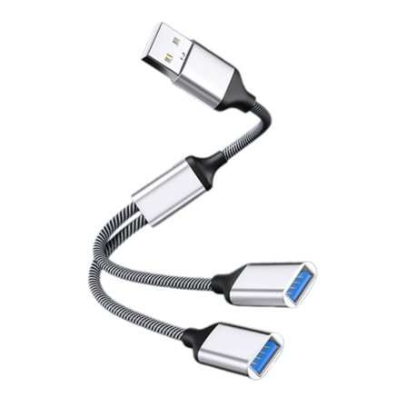 USB-delarekabel USB-hub Strömförlängningsadapterkabel 28 cm/11,02 tum Silver