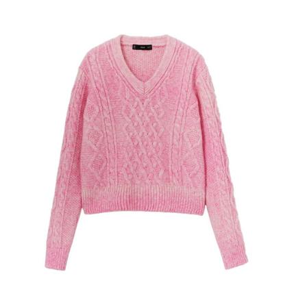 Mango Knitted braided sweater Pink, Dame, Størrelse: XS