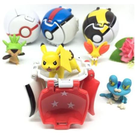 4pcs Model Pokemon Action Anime Figures Balls - Contents Pikachu