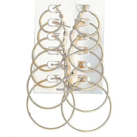 6-pack örhängen med öglor i guldpläterad legering för boll