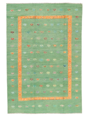 Kelim Nimbaft Matot Matto 206X300 Vihreä/Oranssi Villa, Afganistan