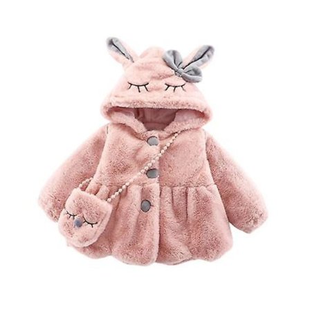 Flickor Varm Vinterrocka Med Luva I Konstgjord Päls Fleecejacka För Småbarn Bebis