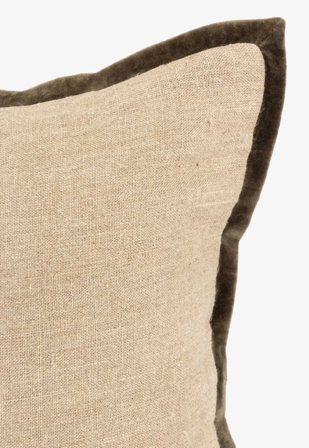 Lama Putetrekk Lin med fløyelskant Mose 50x50cm