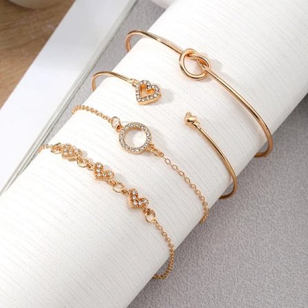 Guld Armlänkar - 4 Kedjor & Strass Guld