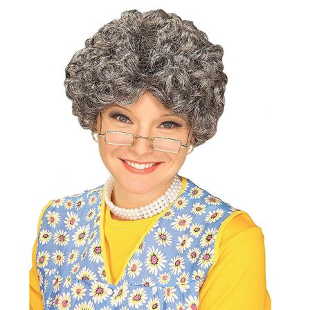 Sølv Voksen Mamma Dame Kostyme Parykk Granny