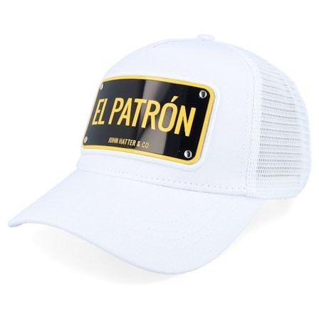 John Hatter & Co - White - trucker - Cap - El Patron Aluminium Plate White A-Frame Trucker - Hatstore