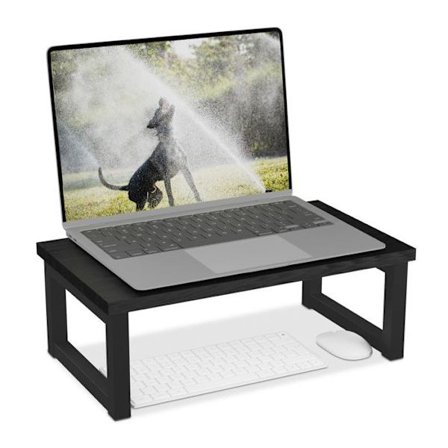 Relaxdays stöd för skärm, datorställning för skrivbord, modern design, 15 x 40 x 23 cm, svart