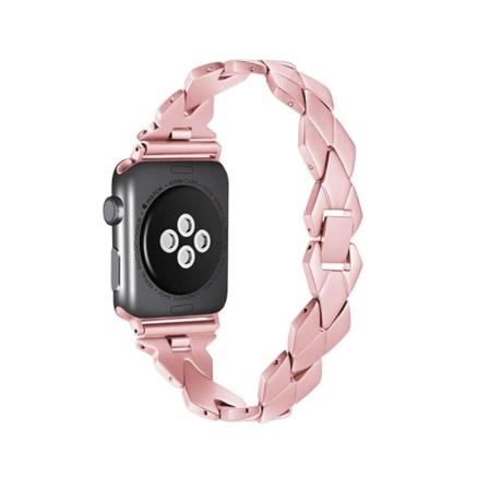 Apple Watch (41 mm) urrem i rustfrit stål med rombeformede led - Lyserød Rose Pink
