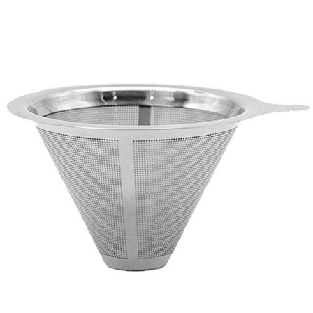 Kaffefilter i rustfritt stål, multifunksjonell, dobbeltlags filtertrakt, gjenbrukbare kaffebryggeverktøy